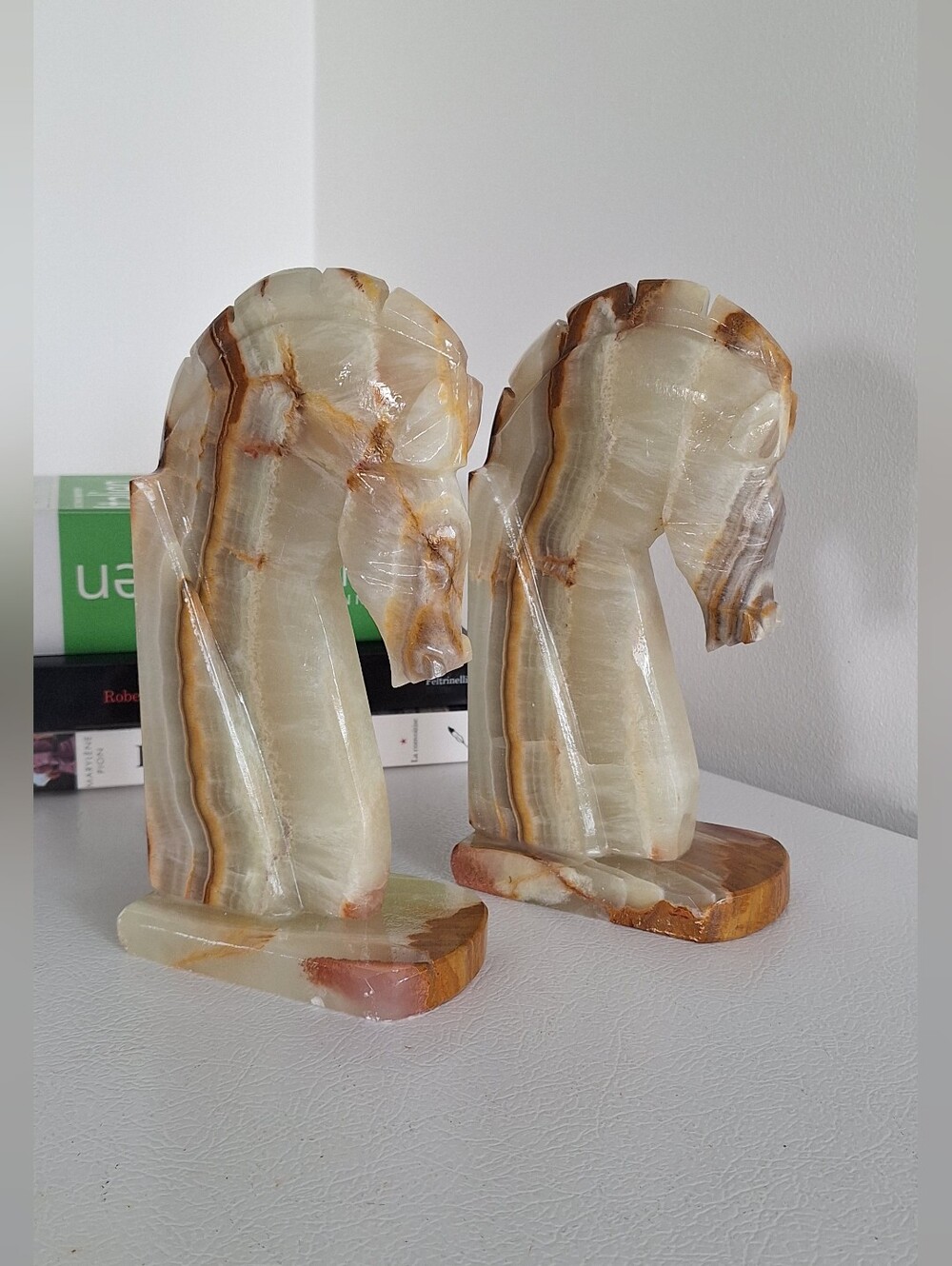Pair of natural onyx bookends